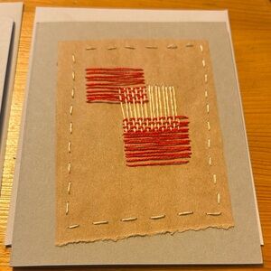 5 Handcrafted colorful Embroidered Cards- 5 by 7 card size